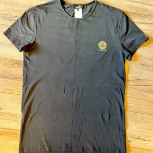Versace Black Tee with Gold Logo